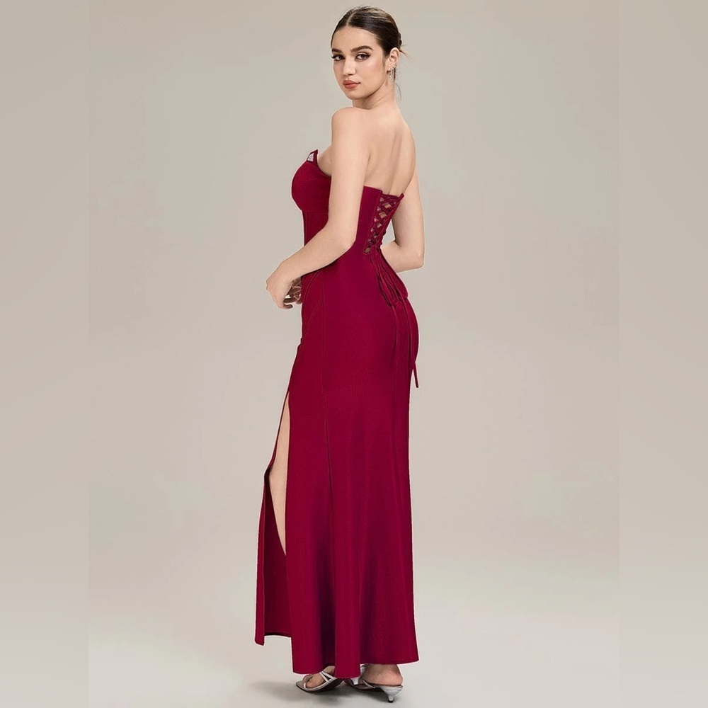 🆕 Tie-Front Knit Sleeveless Evening Dress - Picture 3 of 4
